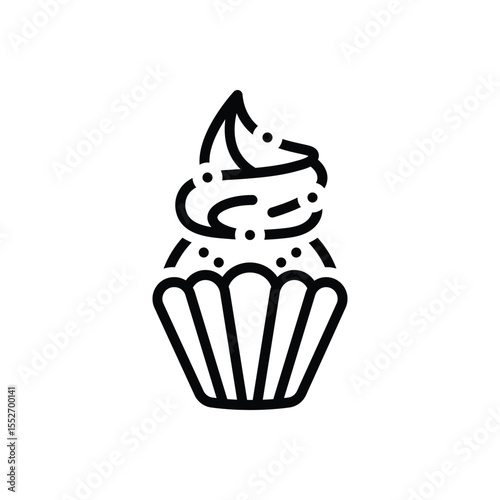 Black line icon for cup cake