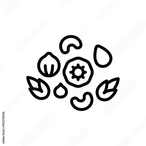 Black line icon for nut