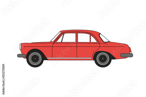 Vintage Red Car: A vibrant red sedan from a bygone era stands proudly in the frame, exuding classic charm. It embodies the style and elegance of vintage automotive design.
