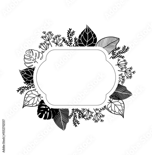 Floral Wedding card with Rounded Frame with space for text