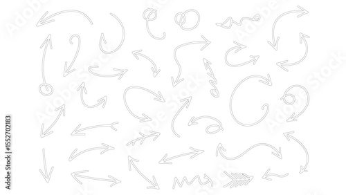 Scribble Style Hand Drawn Arrow Outline Set