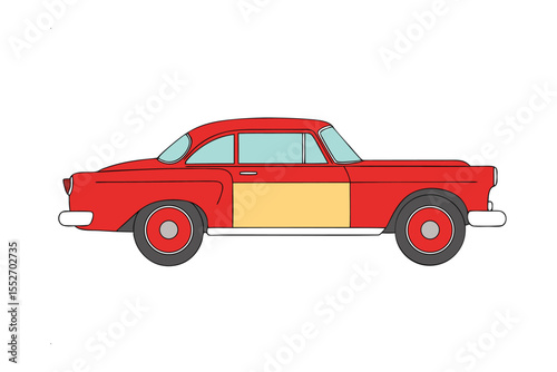 Classic Red Car: A vintage, red classic car, an emblem of timeless automotive design, against a simple background, evoking a sense of nostalgia and automotive elegance.