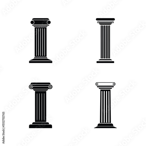 Column vector silhouette art illustration bundle