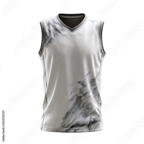 White and grey shirt with a bird design on it. three-dimension-isolated-transparent-background-cutout-3d-png