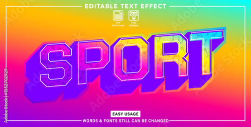 Editable graphic text effect sport styles