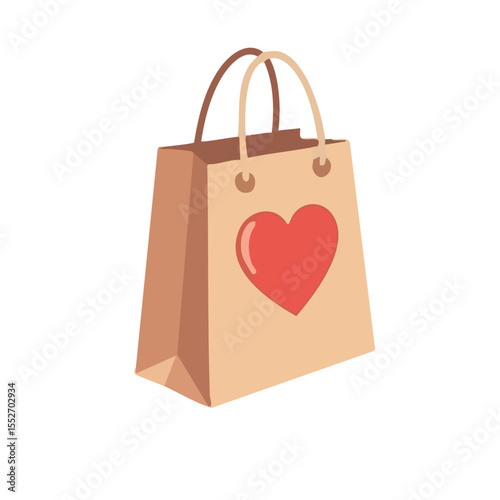 Shopping Bag with Heart Icon – Line, Solid, Flat, and Outline Style