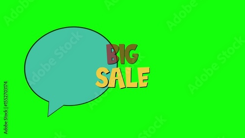 Flash sale banner animation with big discount offer, flat style mega sale background, high quality 4K and HD video on green screen