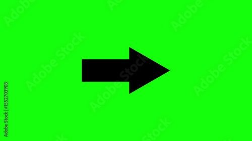 Right arrow loop animation in flat style, seamless directional movement on green screen, high quality 4K and HD video for overlay, motion graphics