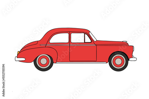 Vintage Red Car: A classic vintage car in a striking red hue stands still, showcasing timeless design and nostalgic charm.