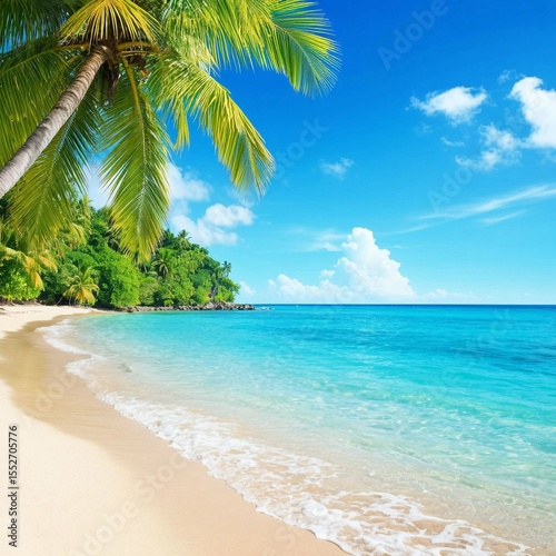 tropical beach with palm trees