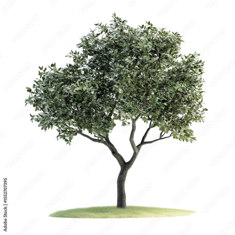 Fototapeta premium Lush green tree on small grassy hill abstract background