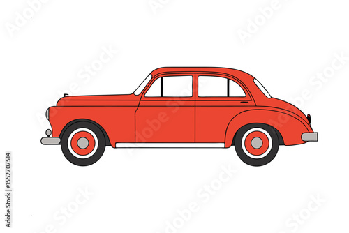 Vintage Red Car: A classic red automobile, showcasing timeless design and a sleek silhouette, ready to transport you back to a bygone era of automotive elegance.