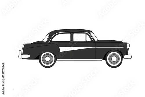 Vintage Classic Car Illustration: A vintage classic car is rendered with smooth vector lines and subtle color gradients