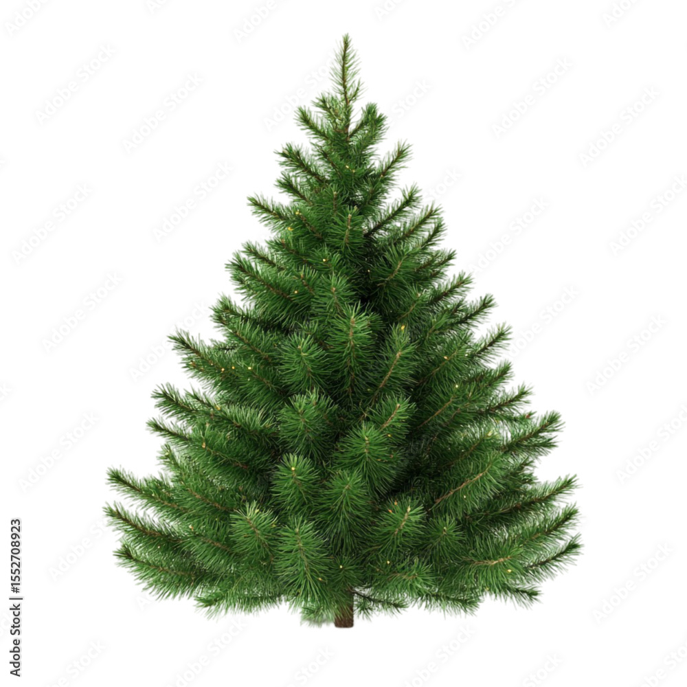 Fototapeta premium A lush green Christmas tree on a white background ready for decorating
