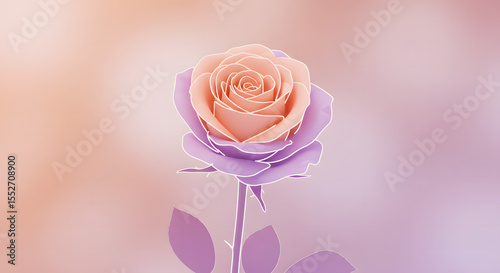 Wallpaper Mural Pastel Outline Rose Elegant Peach and Purple Floral Art for Modern & Stylish Designs Torontodigital.ca