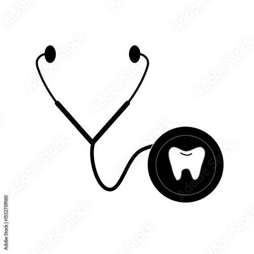 Dental stethoscope icon with tooth symbol. Simple medical icon for dentist or oral care. Clean flat healthcare design.