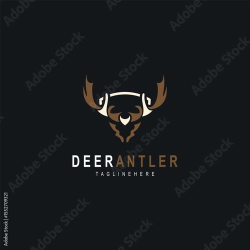 Deer antler logo for hunting and adventure community in nature simple and elegant symbol