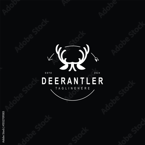 Deer antler logo for hunting and adventure community in nature simple and elegant symbol
