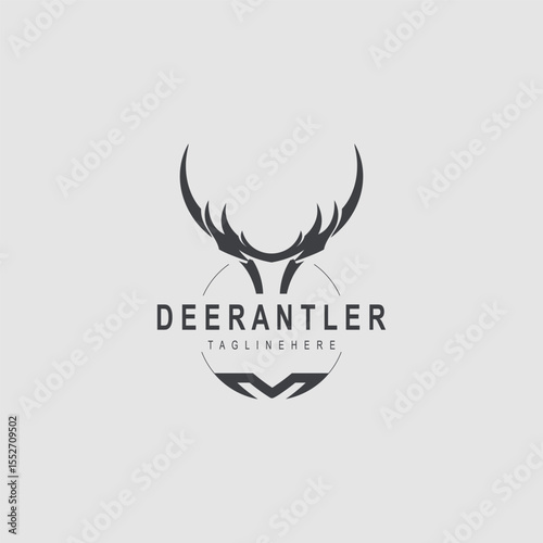 Deer antler logo for hunting and adventure community in nature simple and elegant symbol