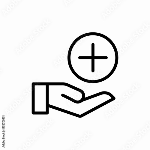 hand plus add icon vector sign