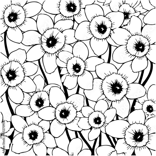 Abstract daffodil flower illustration with linear design for creative project