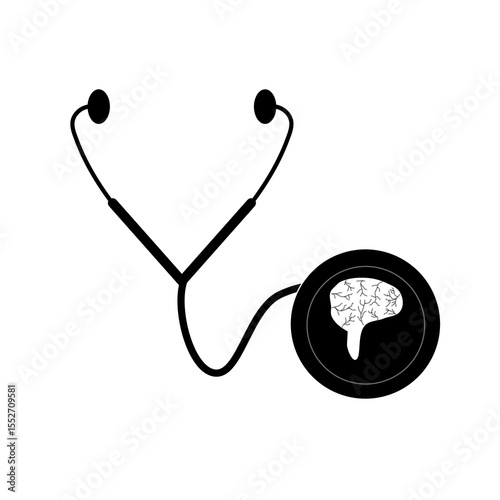 Neurology icon with brain symbol. Medical flat design for neurologist or brain care concept.