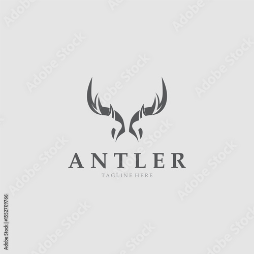 Deer antler logo for hunting and adventure community in nature simple and elegant symbol