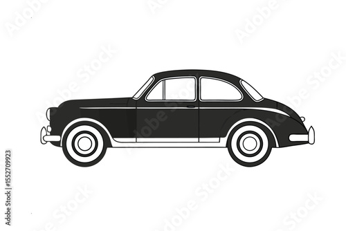 Vintage Black Sedan: A sleek vintage black sedan, evoking classic elegance, stands as a symbol of timeless transportation.