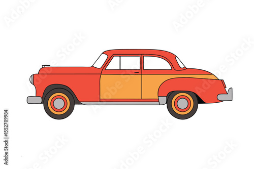 Classic Car Illustration: Nostalgic illustration of a vintage car design, symbolizing automotive history and the timeless appeal of classic vehicle aesthetics.