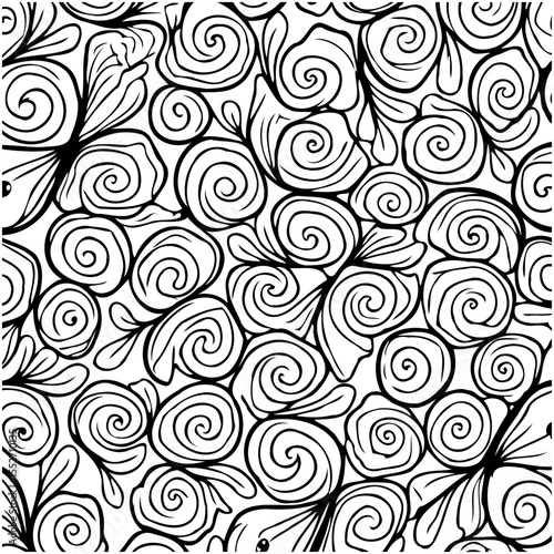 Elegant floral vector pattern with swirls and petals for textiles or wallpaper