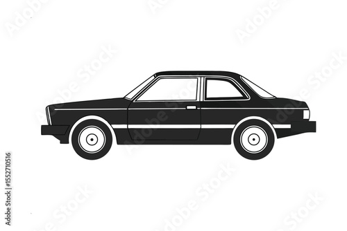 Sleek Vintage Coupe Silhouette: A timeless black coupe with a classic design. conveying a sense of nostalgia and the open road.