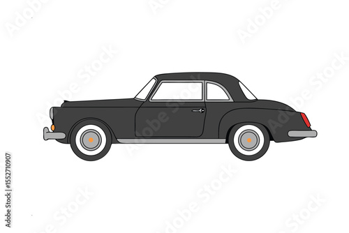 Vintage Classic Car Illustration: An elegant illustration of a classic black car. A stylish representation of timeless automobile design. Perfect for classic car enthusiasts.