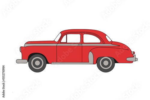 Crimson Classic: A detailed illustration of a vintage red car exuding timeless elegance and representing automotive history, a symbol of past eras and design