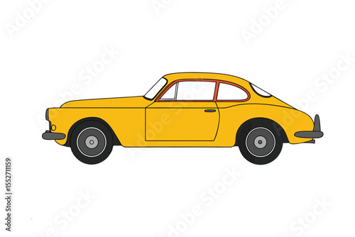 Vintage Yellow Coupe: A classic coupe car, presented in a vibrant yellow hue, offering a timeless design. Representing the enduring allure of retro automobile