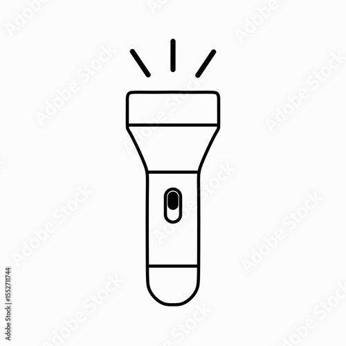 Simple Line Art Illustration of a Flashlight