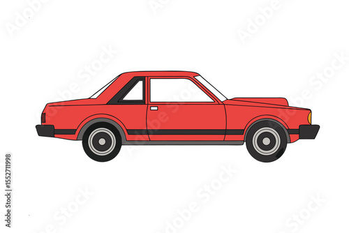 Crimson Classic Coupe: A vibrant illustration of a classic coupe car in a striking red color, exuding a timeless aura of speed and style, representing the essence of automotive design.