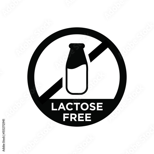 Lactose Free Sign Symbol Vector Icon Black logo