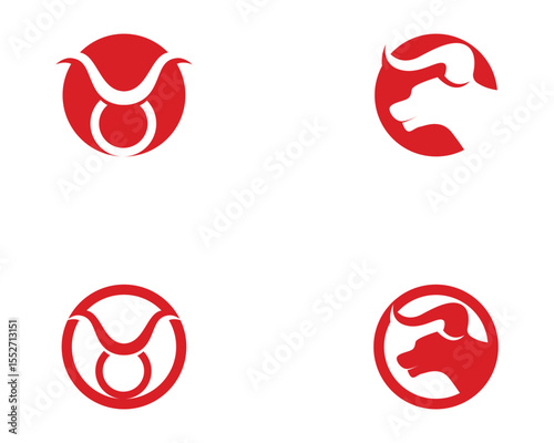 Bull Taurus Logo Template vector icon illustration,