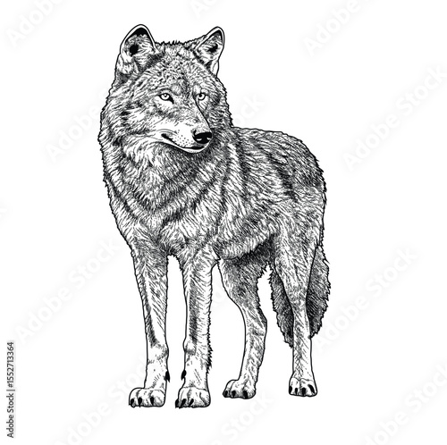 black and white wolf vector illustration
