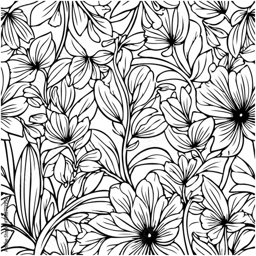Elegant botanical illustration featuring intricate line work and delicate floral patterns