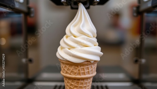 Delicious Soft Serve Ice Cream Swirl in a Cone Ready to Enjoy on a Warm Summer Day
