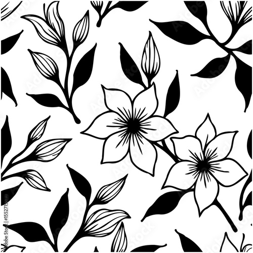 Elegant monochrome floral pattern creating a sophisticated and classic aesthetic