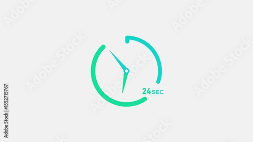 24 Seconds timer clock icon modern design animation 4k video.