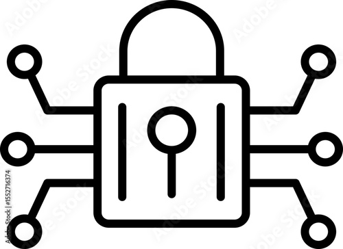 Cyber Security Line Icon, Cyber Security Line Icon – Data Protection, Privacy, Network Security Symbol

