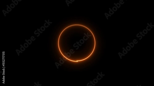Neon orange color circle loading icon background animation 4k video. Bright neon circle icon background.	