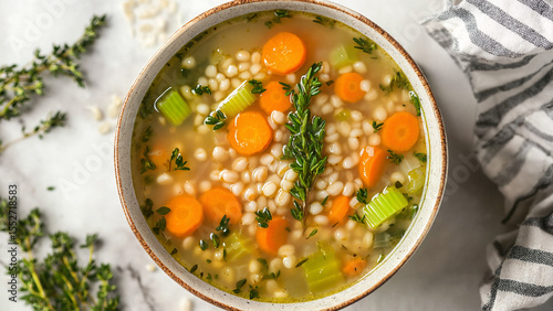 Barley Soup with Carrots and Celery, Barley Soup with Carrots and Celery – Wholesome Farm-Grown Ingredients for Recipe Blogs, Seasonal Cooking Features, and Organic Nutrition Campaigns 