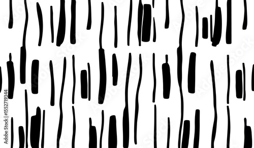 Abstract black and white vector illustration featuring thin, straight and diagonal lines in a random, grunge-inspired geometric pattern. The design should have a minimal.