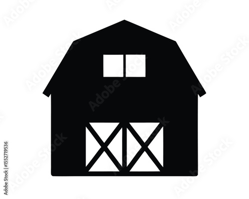 barn silhouette vector illustration, home icon vector