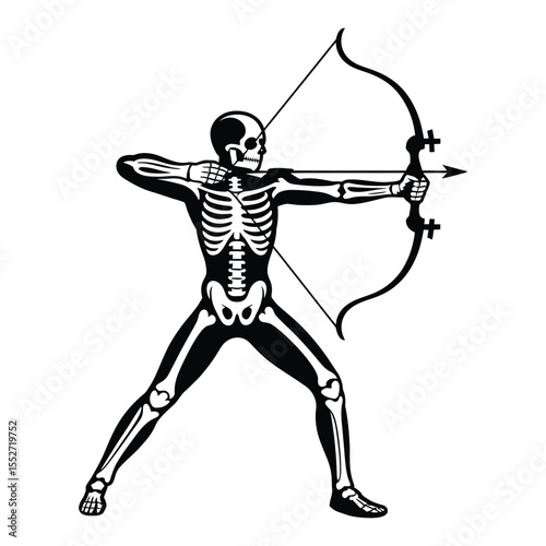 Archer Pose Silhouette, Vector, Illustration, Outline, Icon, Logo, White Background.