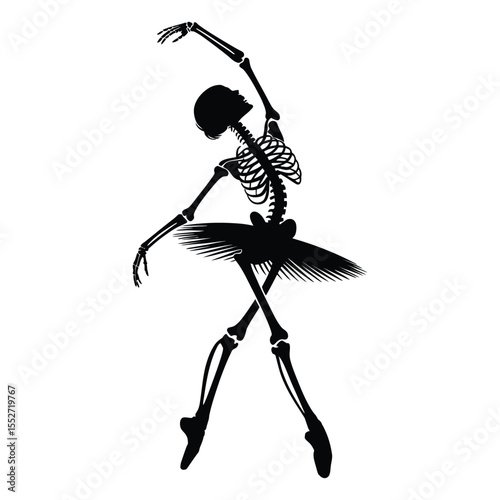 Ballet Position Silhouette, Vector, Illustration, Outline, Icon, Logo, White Background.